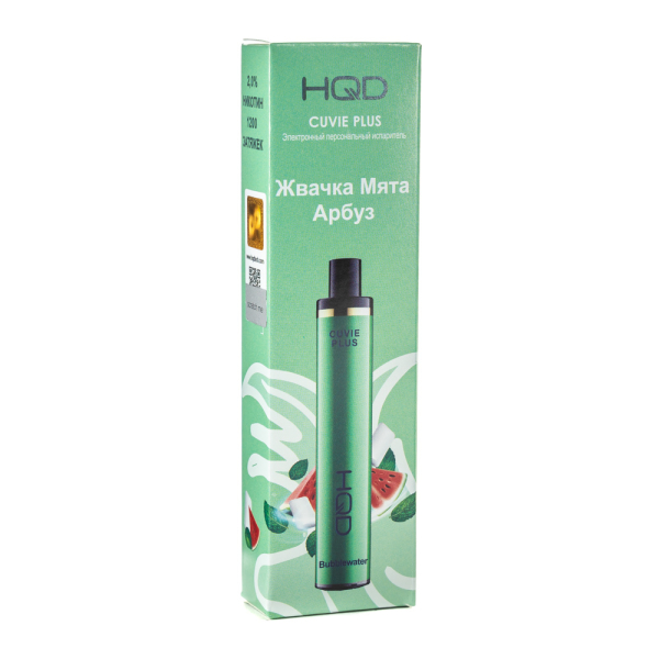 Одноразовая электронная сигарета HQD Cuvie Plus bubblewater (Жвачка мята арбуз) 1200 затяжек в Петрозаводске